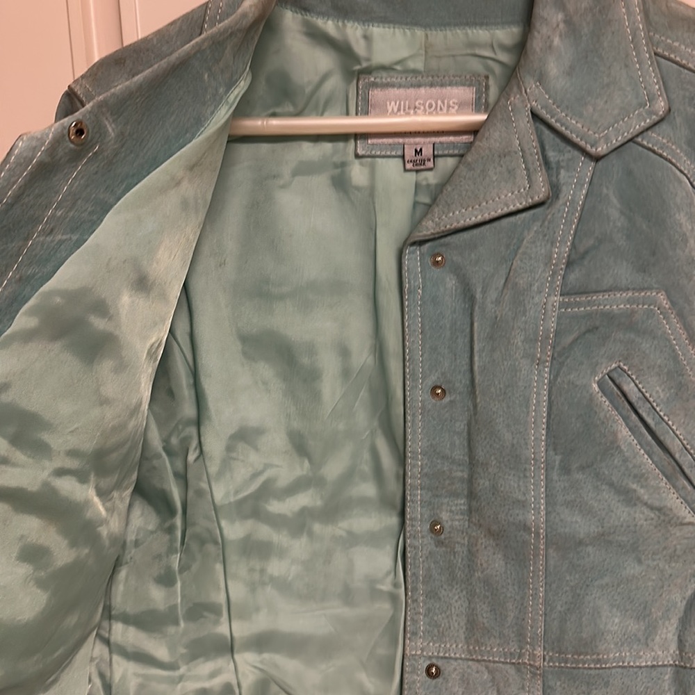 Wilson Leather Pure Suede Leather short jacket in Seagreen! Size M! Gently worn - Picture 6 of 10